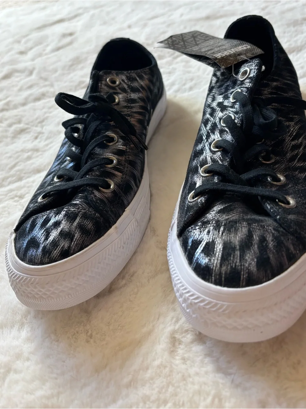 Converse Black and White Brushstroke Low-Top Sneakers